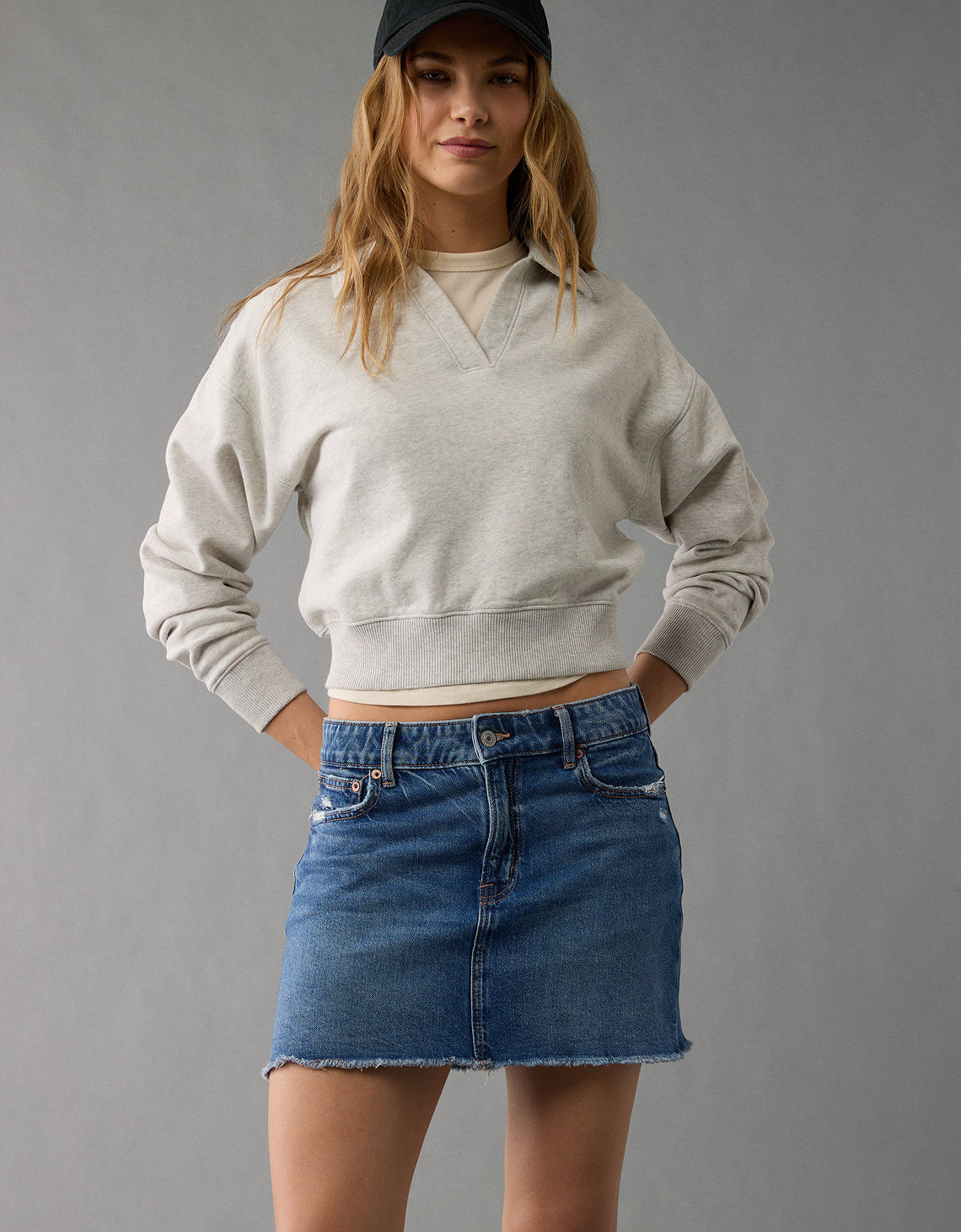 Falda en Denim mini perfecta de cintura alta AE Stretch