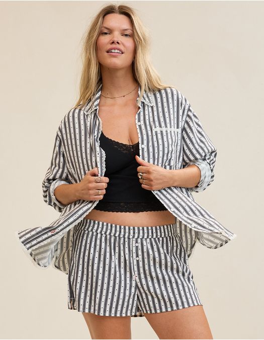 Bóxer de Franela con rayas By Aerie