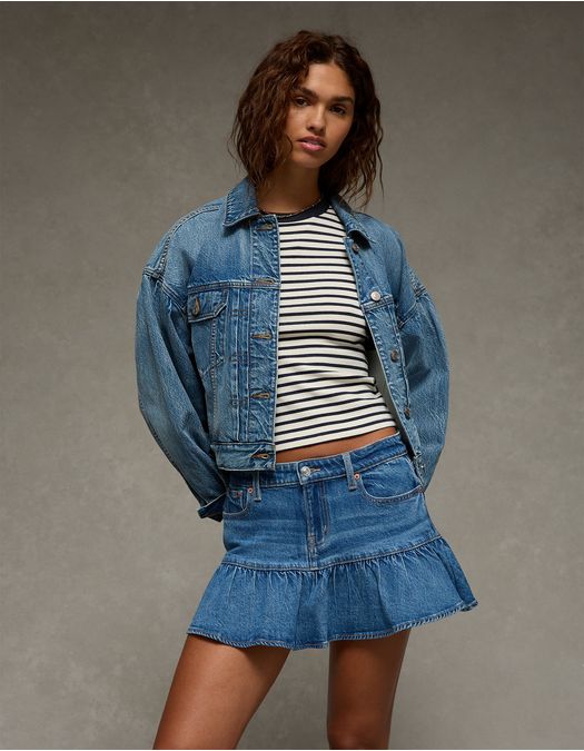 Falda Mini en Denim de Tiro Alto Ae
