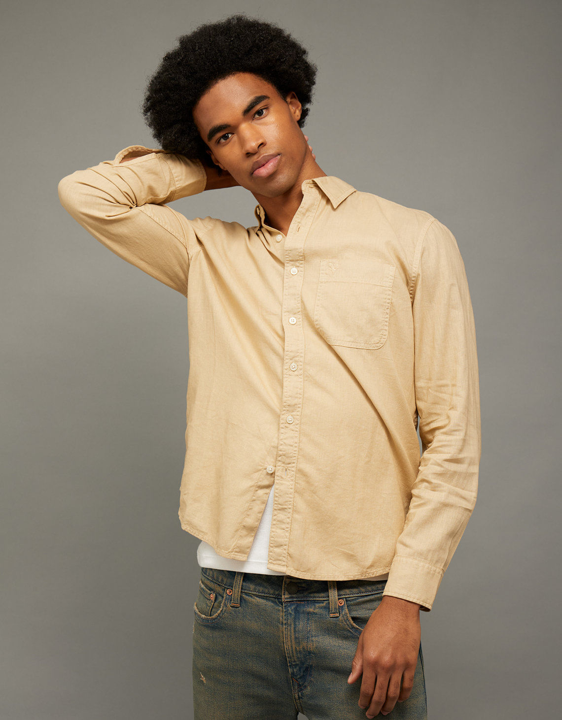 Camisa de Lino con Botones Ae