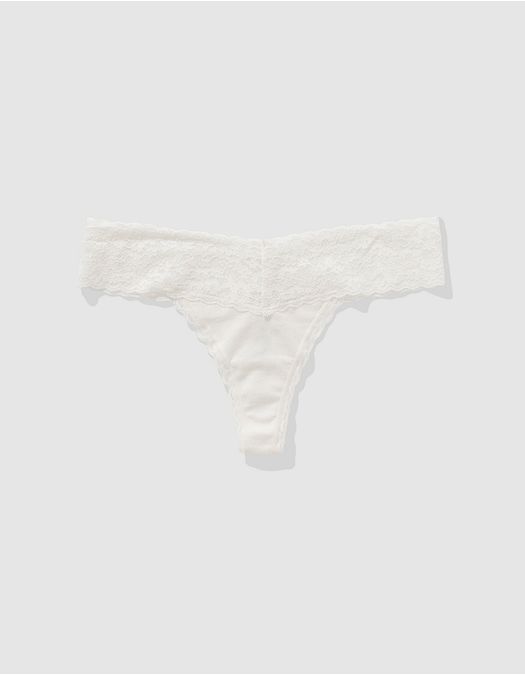 Superchill Thong de encaje de Algodón By Aerie