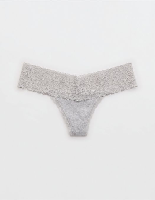 Superchill Thong de encaje de Algodón By Aerie
