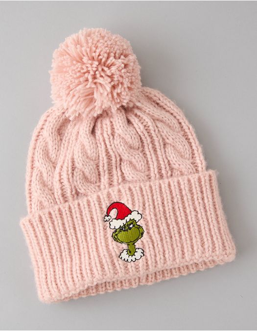 Gorro de punto con cable y bordado de Grinch