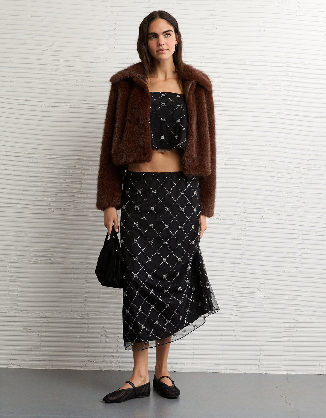 Falda Maxi de Lentejuejas y Tiro Alto Ae
