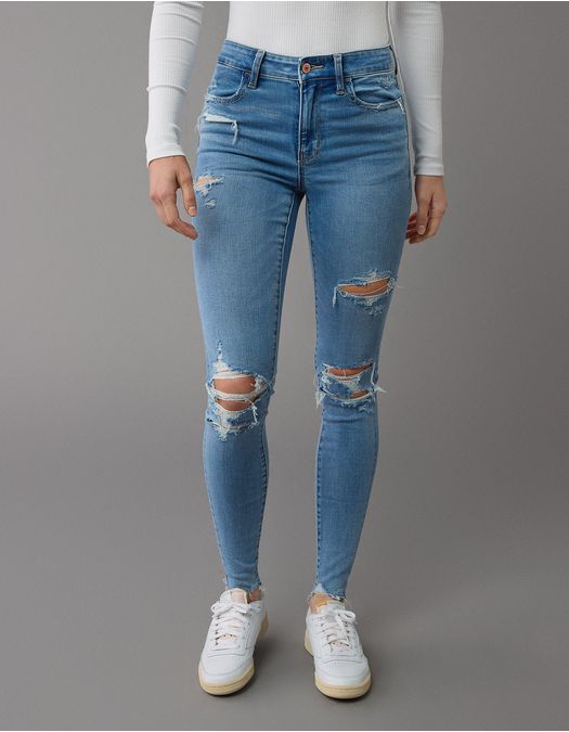 Jegging Tiro Alto con rotos Mujer AE