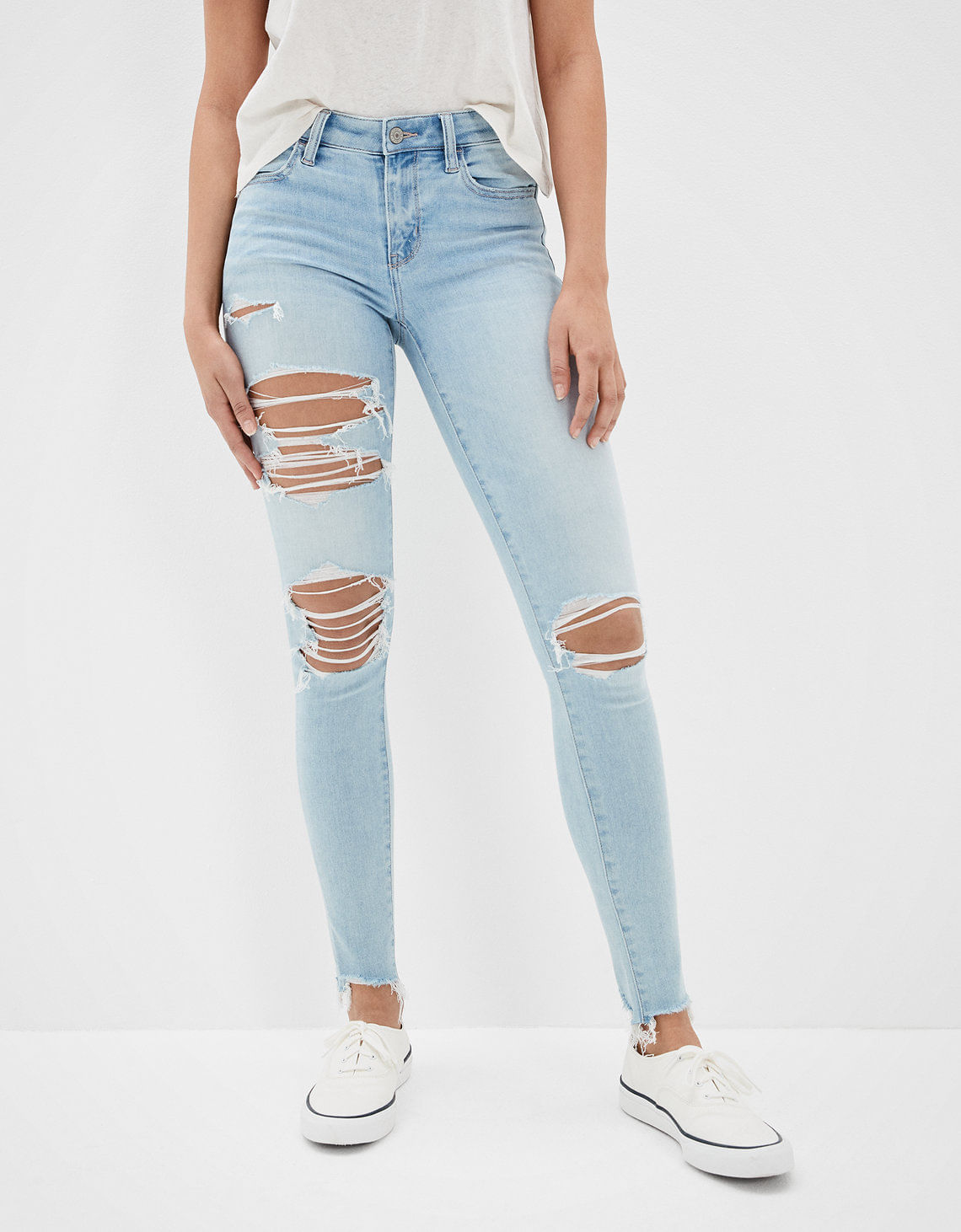 Jegging Tiro Bajo con Rotos Ae