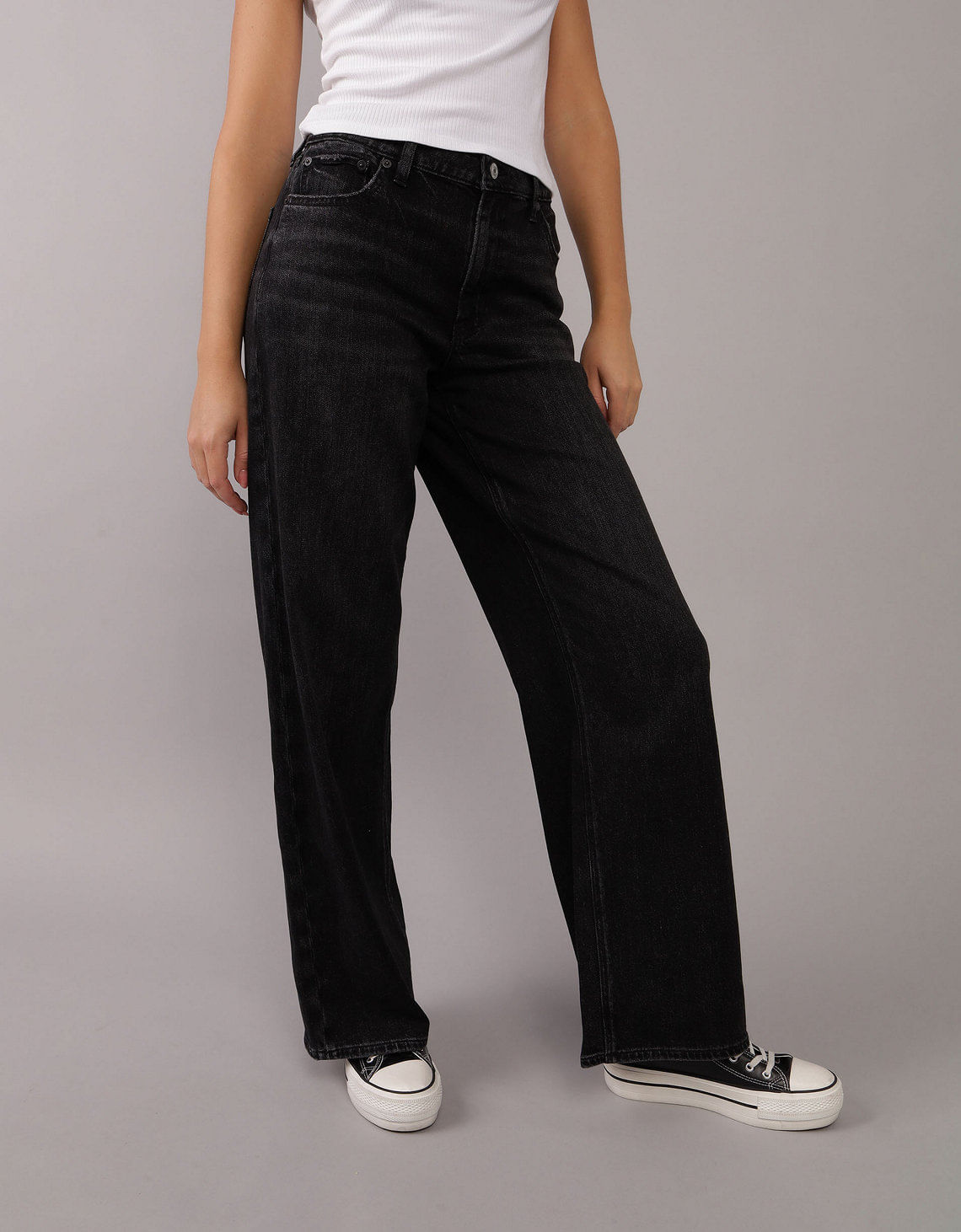 Jean Ankle Baggy Wide Leg Tiro Alto Ae
