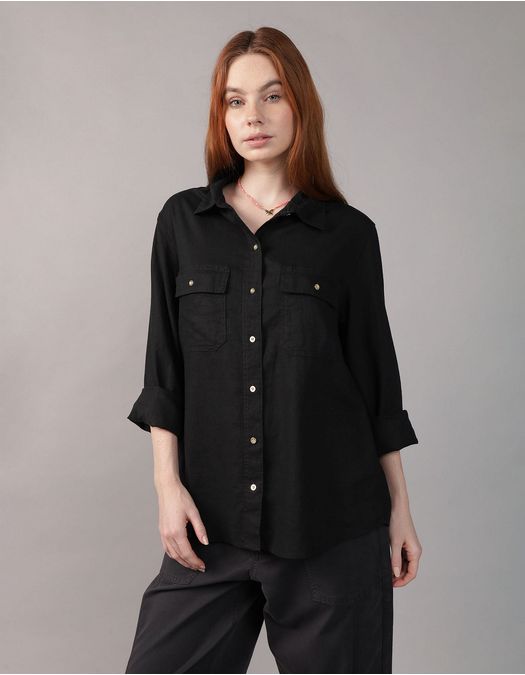 Camisa manga larga de botones de mujer AE