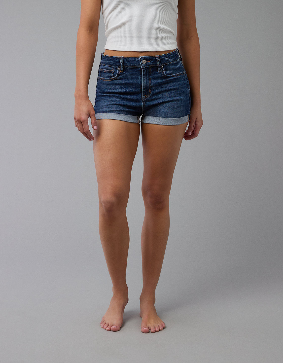 Short en Denim Tiro Alto Ae