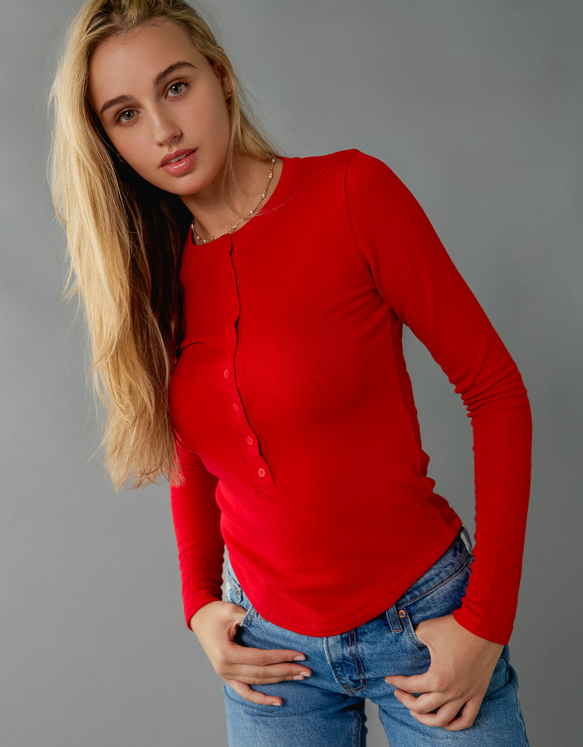 Camiseta de Manga Larga Tipo Henley Ae