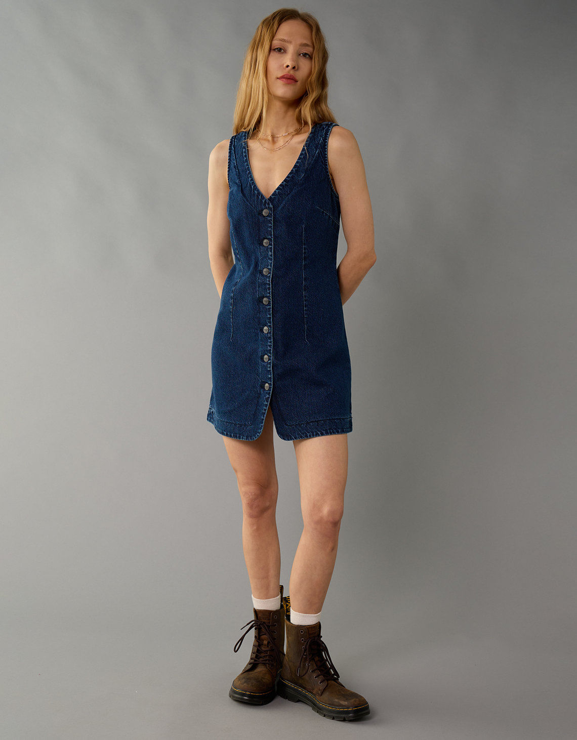Vestido Mini con Botones al Frente Ae