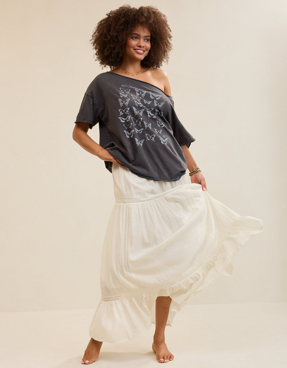 Falda Maxi con encaje By Aerie