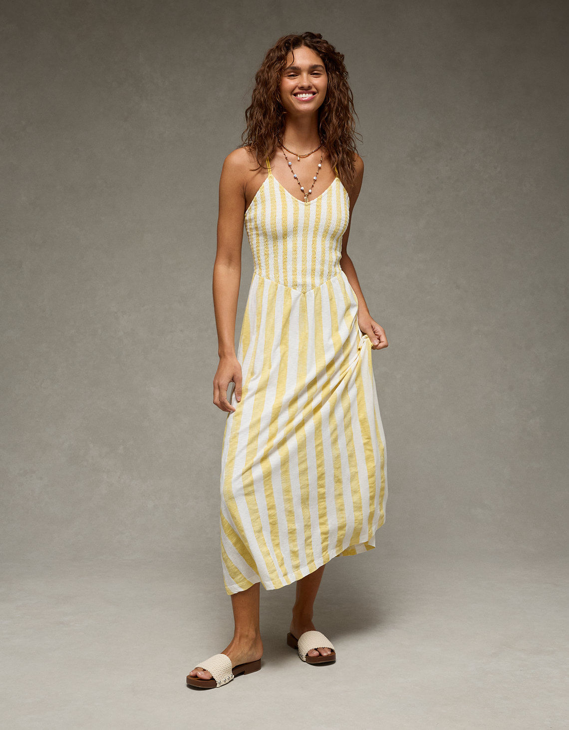 Vestido maxi fruncido Sunchaser Ae