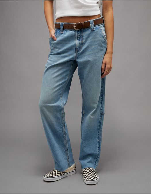 Jeans rectos holgados de tiro bajo Ae Strigid.
