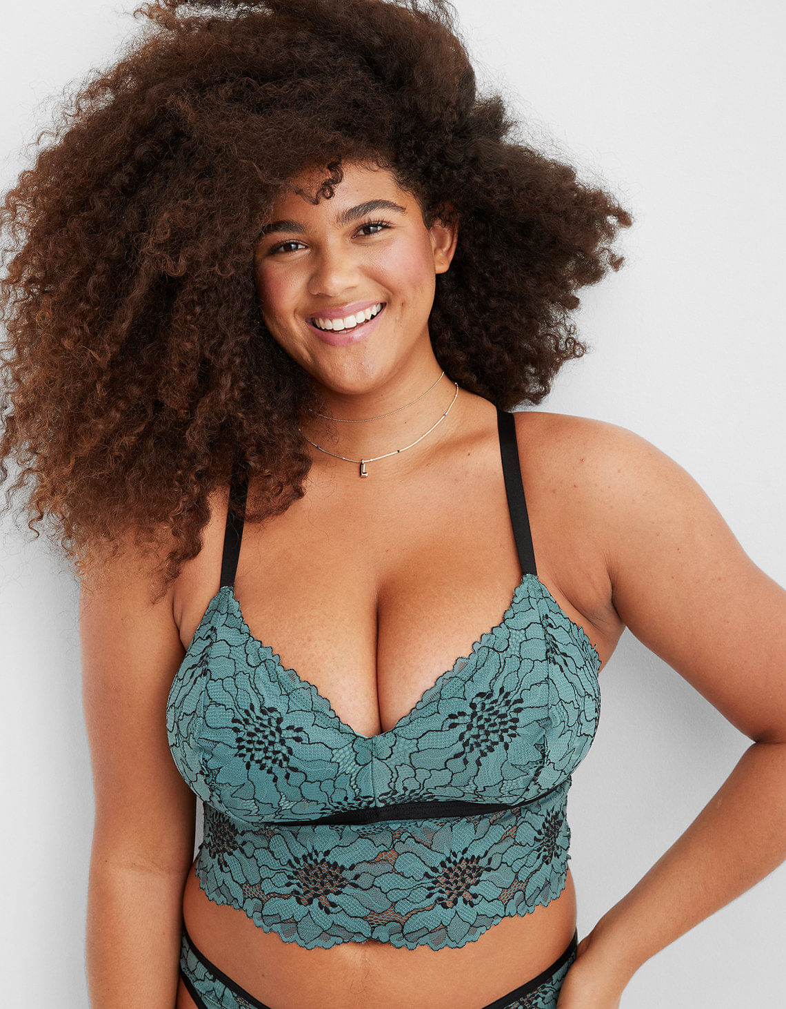 Bralette Aerie largo con relleno de encaje Midnight