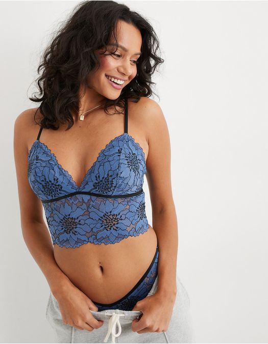 Bralette Aerie largo con relleno de encaje Midnight