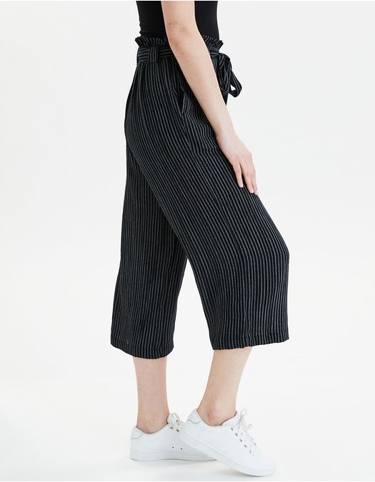 Pantalon A Rayas Ae Con Silueta Paperbag De Tiro Alto Pantalones