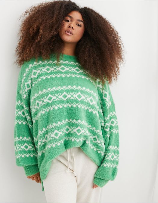Suéter Aerie cuello redondo tenido multicolor