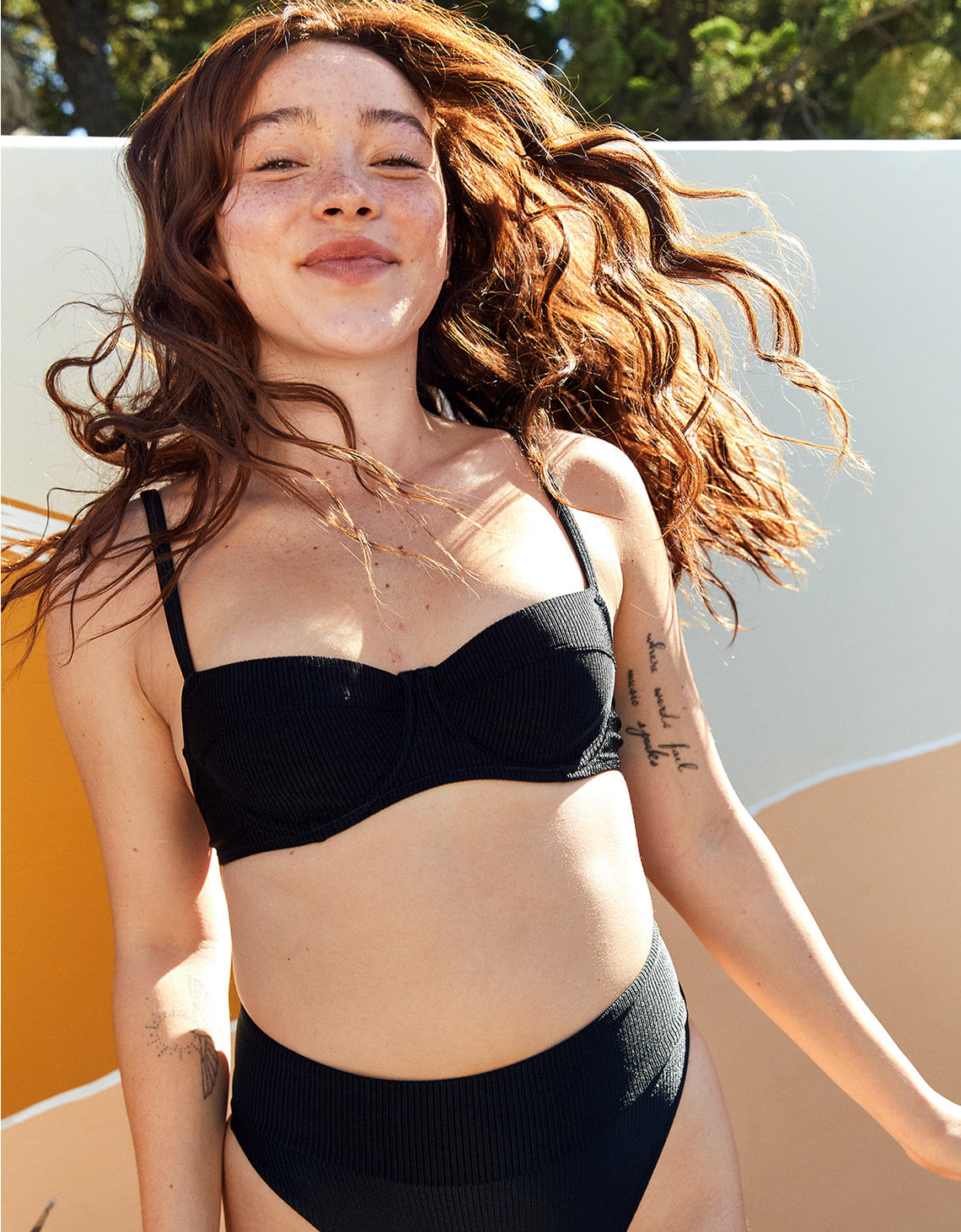 Top de bikini Aerie Acanalado, brillante