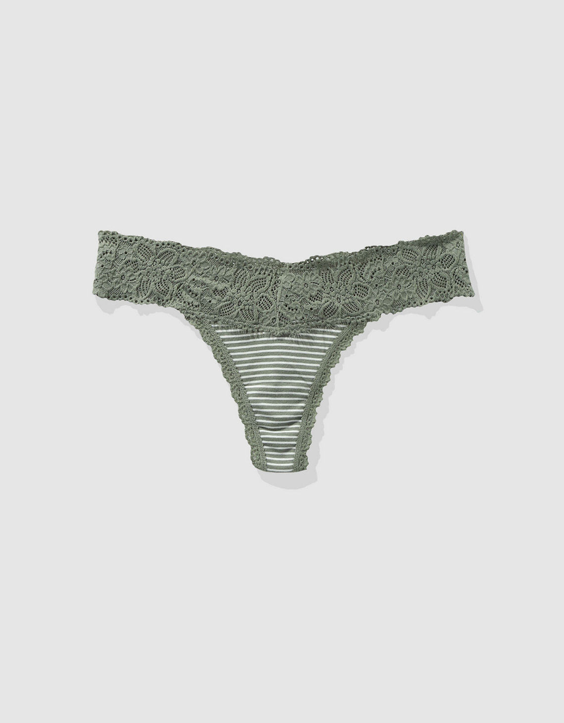 Tanga Aerie en algodón con encaje deshilado
