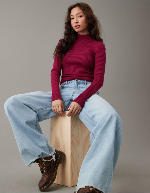 Sweater AE en tejido de punto cuello alto