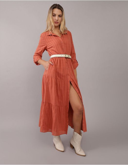 Vestido tipo Camisa manga larga de Mujer AE