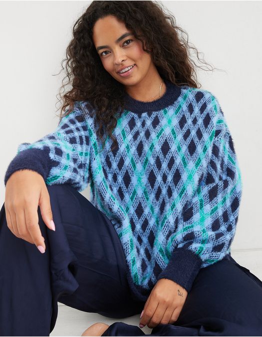Suéter Aerie cuello redondo tenido multicolor