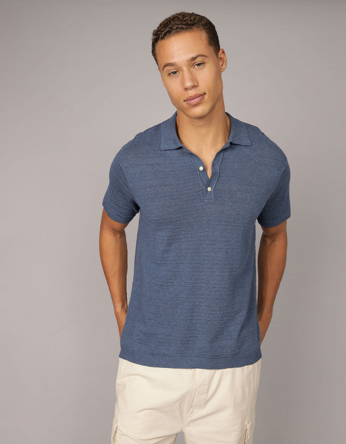 Polo en Tejido Suave con mezcla de Lino para Hombre