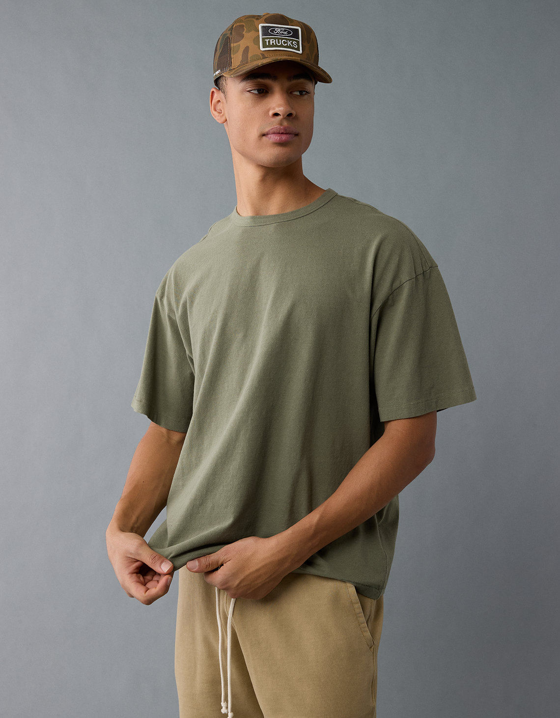 Camiseta de mezcla de lino Ae Boxy