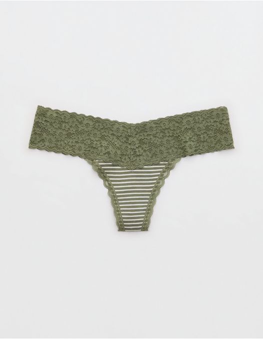 Tanga Aerie en algodón con detalles en encaje