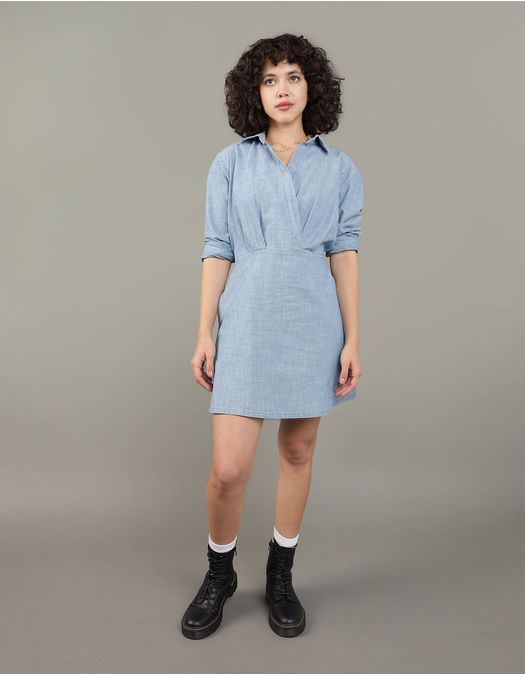 Vestido Ae tipo camisa, en Denim