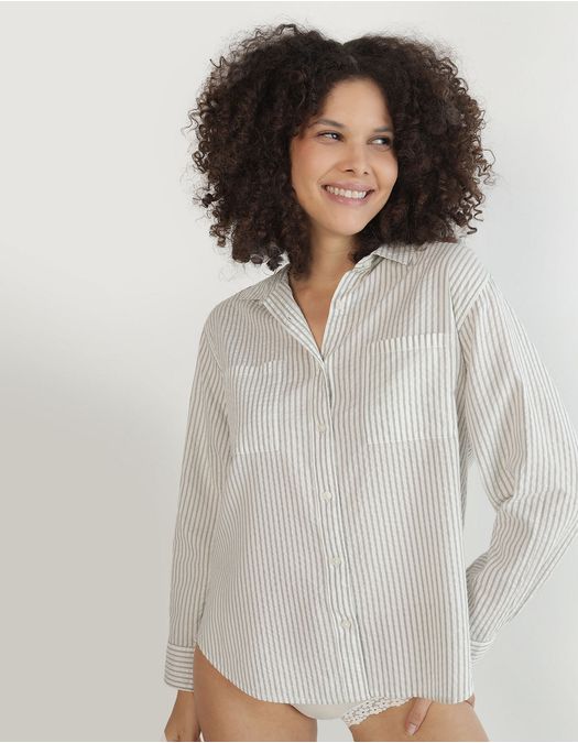 Camisa de pijama Aerie de rayas manga larga para mujer