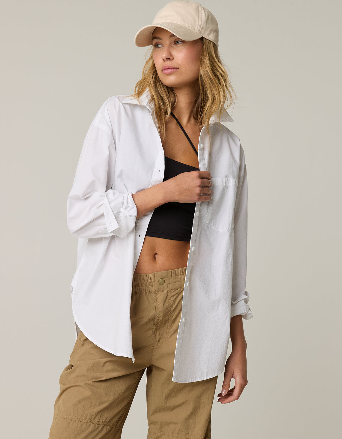 Camisa Manga Larga con botones Mujer Aerie