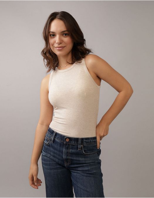 Blusa AE cuello redondo sin mangas para mujer