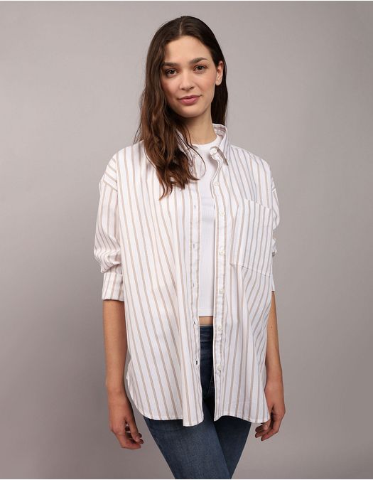 Camisa AE manga larga con bolsillo para mujer