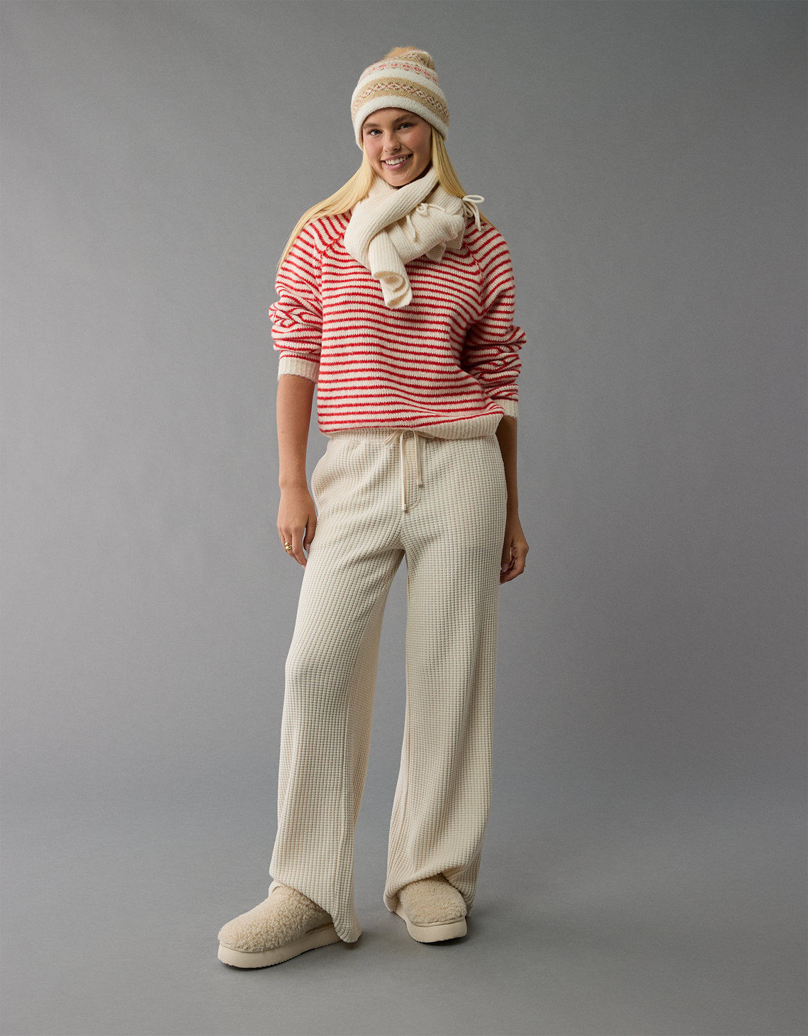 Suéter cuello redondo Manga Larga de rayas Mujer AE