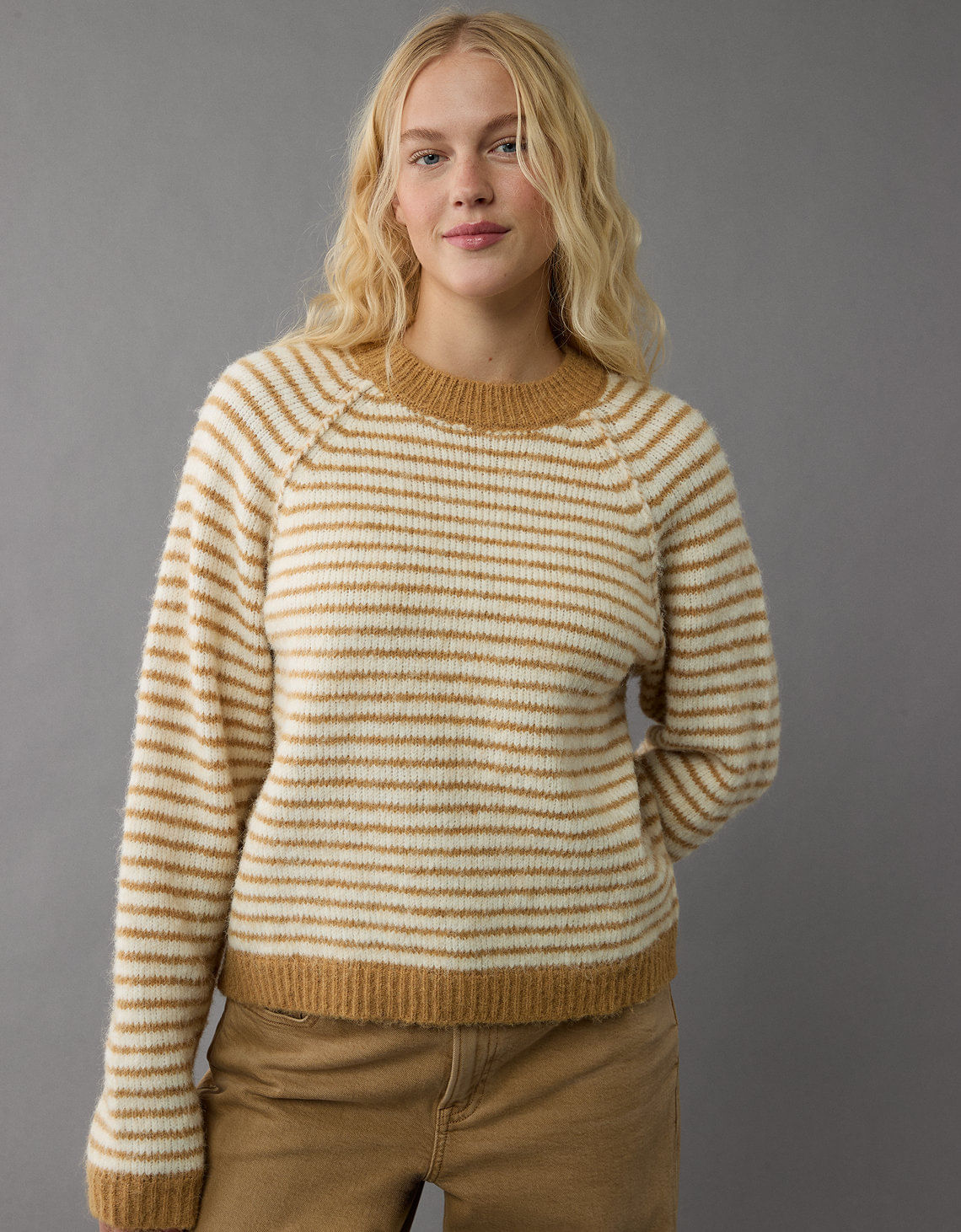 Suéter cuello redondo Manga Larga de rayas Mujer AE