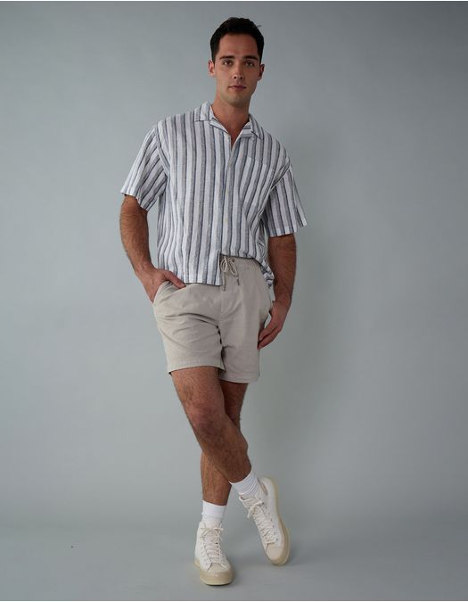 Camisa manga corta con rayas de hombre AE