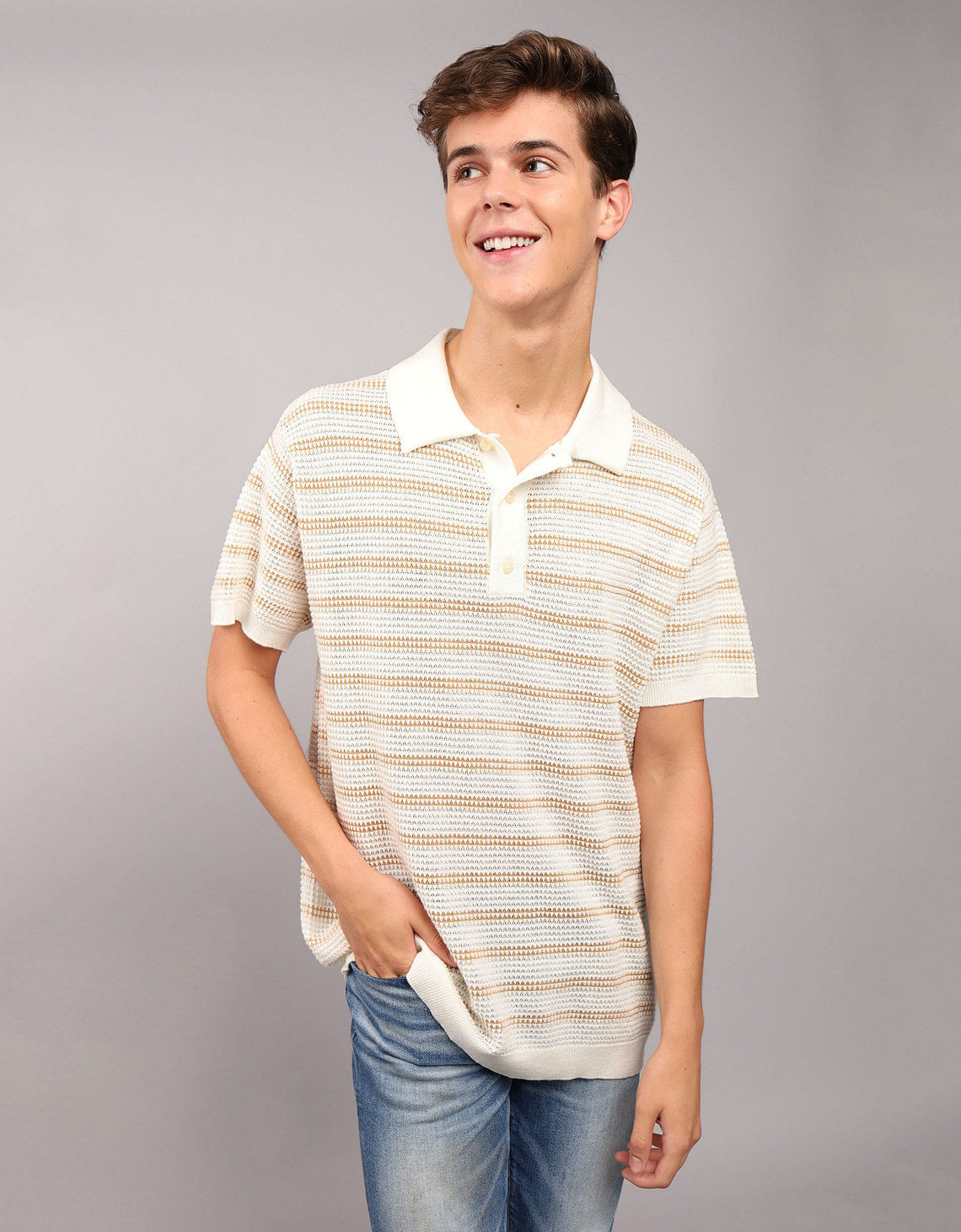 Camiseta AE tipo polo tejida de Hombre