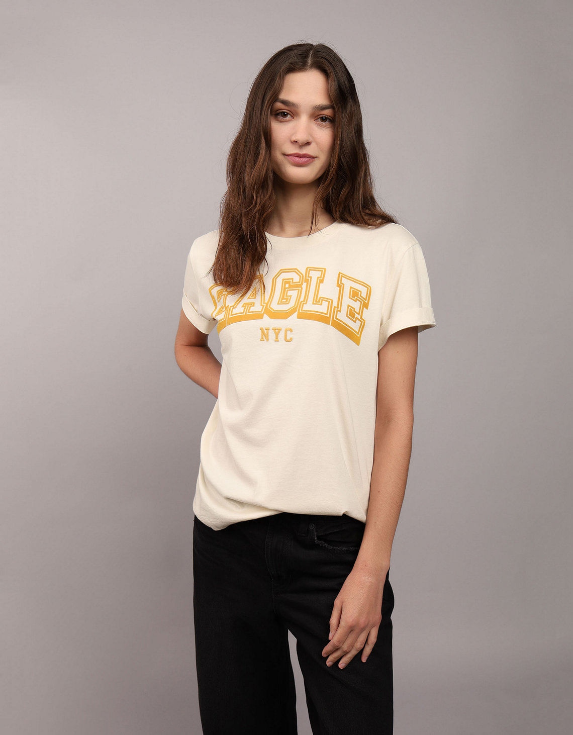 Camiseta con Gráfico Manga Corta Mujer AE