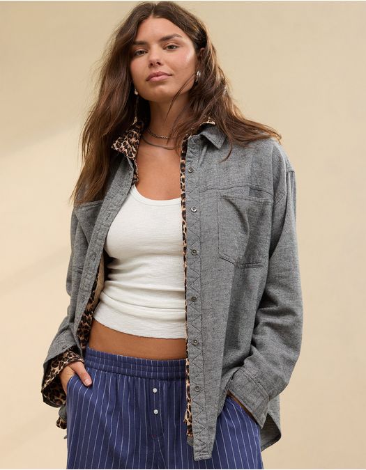 Camisa Oversized Manga Larga Mujer Aerie