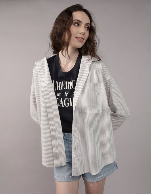 Camisa manga larga de botones de mujer AE