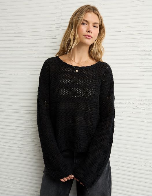 Suéter Cropped de Crochet Ae