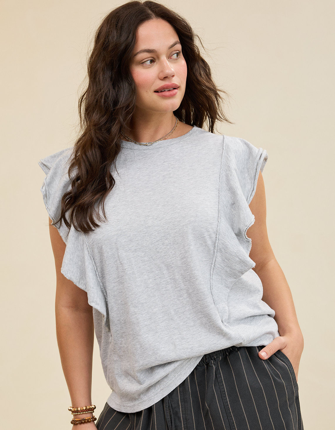Camiseta con Mangas Onduladas Aerie